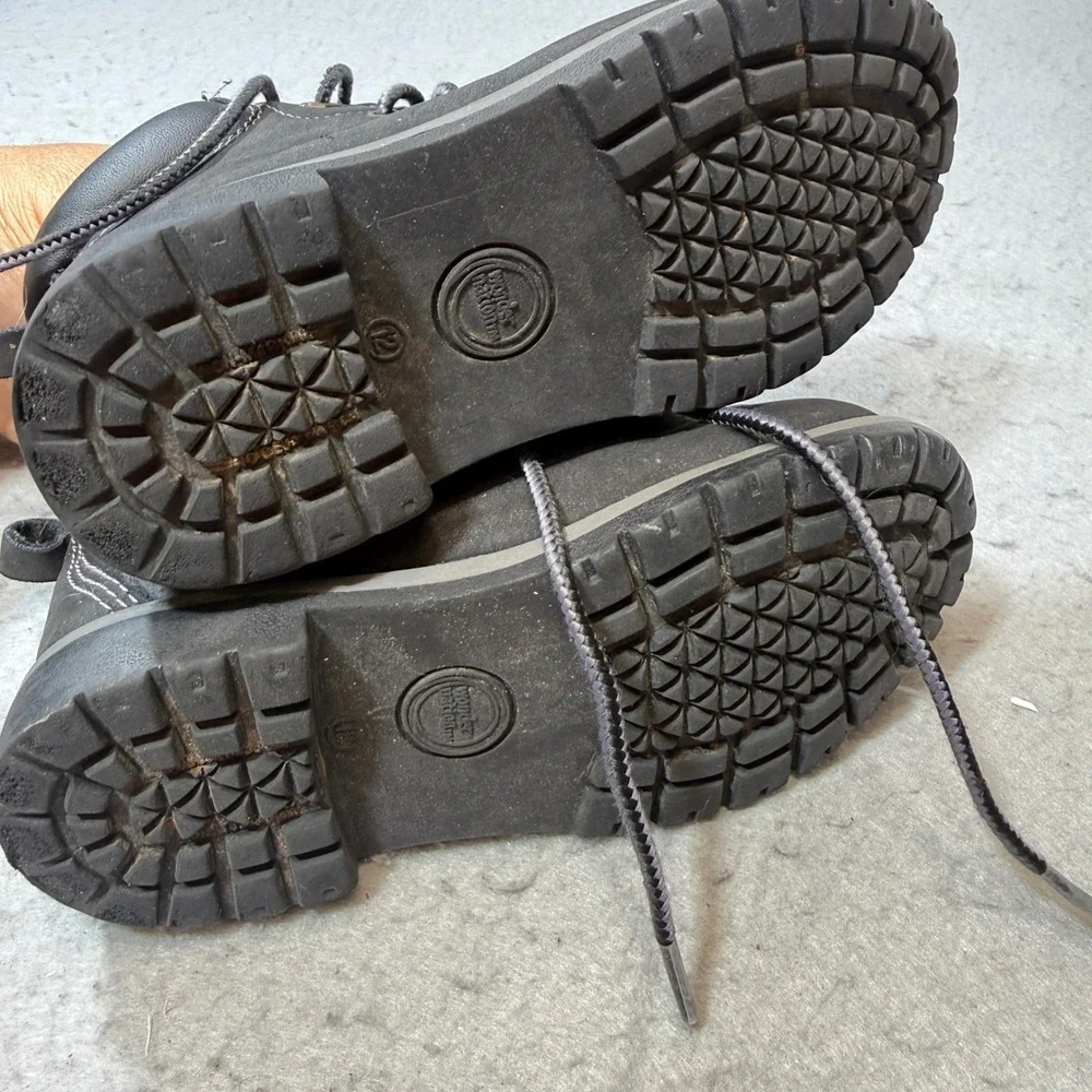 Wonder Nation Work Boots Kids‎ Size 12 Black Good Lace Up Contrast Stitching